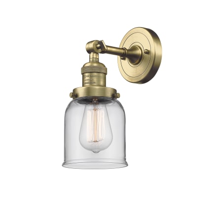 A large image of the Innovations Lighting 203 Small Bell Antique Brass / Clear