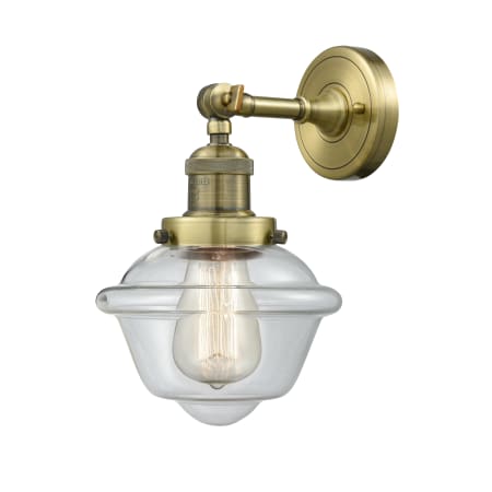 A large image of the Innovations Lighting 203 Small Oxford Antique Brass / Clear