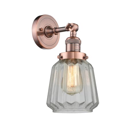 A large image of the Innovations Lighting 203 Chatham Antique Copper / Clear Fluted