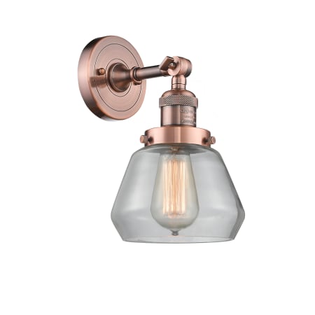 A large image of the Innovations Lighting 203 Fulton Antique Copper / Clear