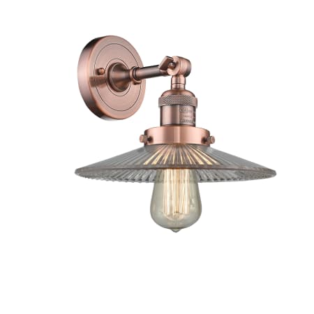 A large image of the Innovations Lighting 203 Halophane Antique Copper / Halophane