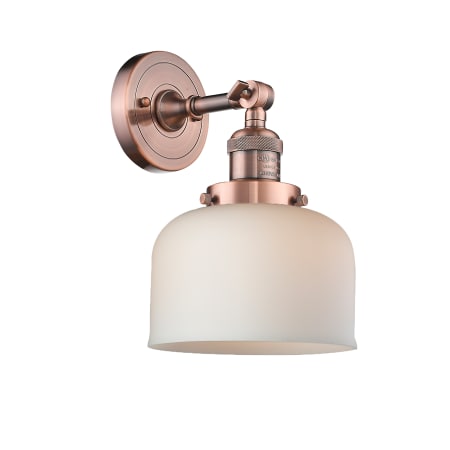 A large image of the Innovations Lighting 203 Large Bell Antique Copper / Matte White Cased