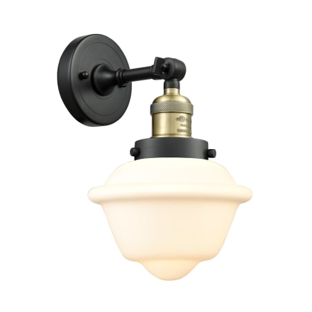 A large image of the Innovations Lighting 203 Small Oxford Black Antique Brass / Matte White