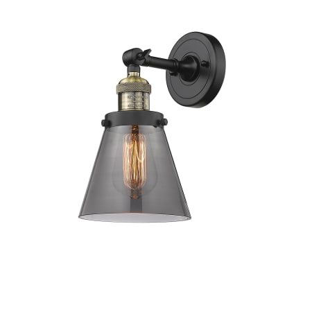 A large image of the Innovations Lighting 203 Small Cone Black Antique Brass / Smoked