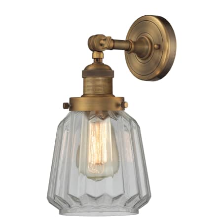 A large image of the Innovations Lighting 203 Chatham Brushed Brass / Clear Fluted