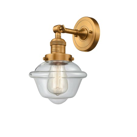 A large image of the Innovations Lighting 203 Small Oxford Brushed Brass / Clear