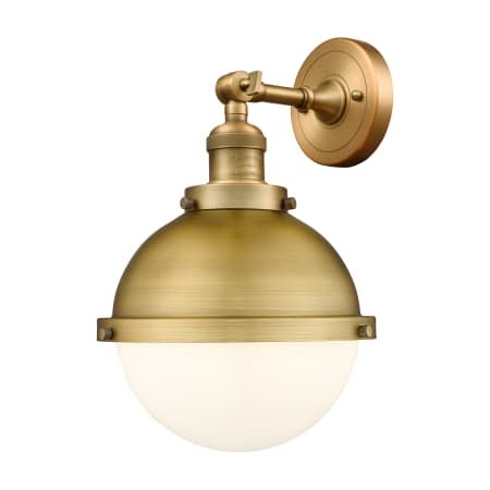 A large image of the Innovations Lighting 203-12-9 Hampden Sconce Brushed Brass / Matte White