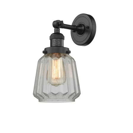 A large image of the Innovations Lighting 203 Chatham Matte Black / Clear