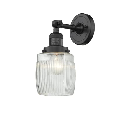 A large image of the Innovations Lighting 203 Colton Matte Black / Clear Halophane