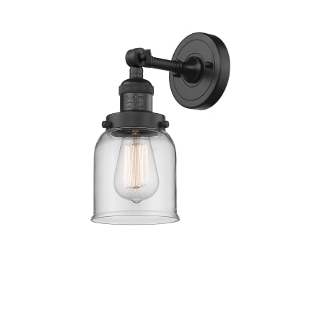 A large image of the Innovations Lighting 203 Small Bell Matte Black / Clear