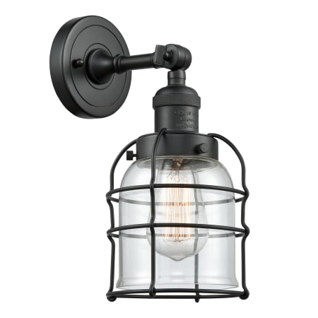 A large image of the Innovations Lighting 203 Small Bell Cage Matte Black / Clear