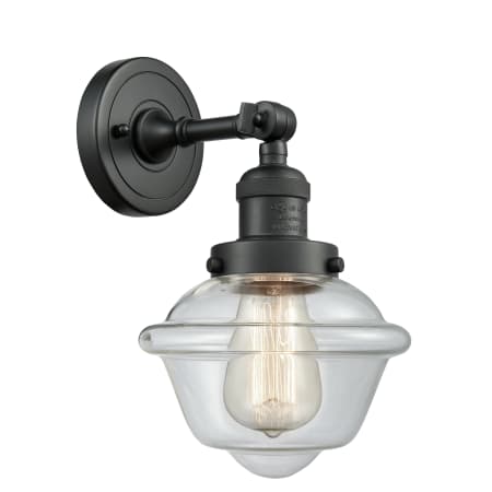 A large image of the Innovations Lighting 203 Small Oxford Matte Black / Clear