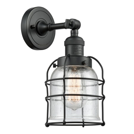 A large image of the Innovations Lighting 203 Small Bell Cage Matte Black / Seedy