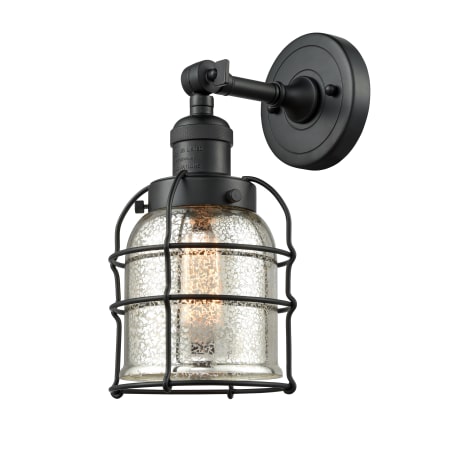 A large image of the Innovations Lighting 203 Small Bell Cage Matte Black / Silver Plated Mercury