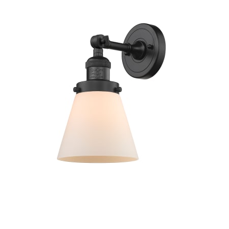 A large image of the Innovations Lighting 203 Small Cone Matte Black / Matte White
