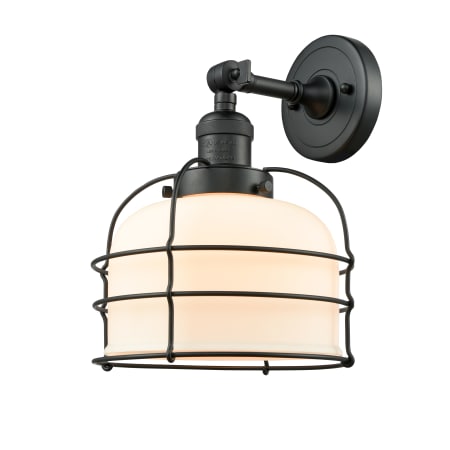 A large image of the Innovations Lighting 203 Large Bell Cage Matte Black / Matte White