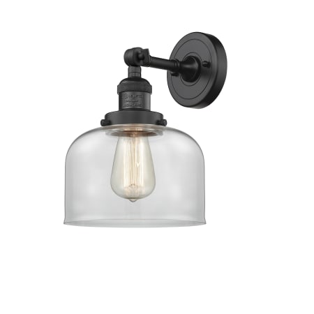 A large image of the Innovations Lighting 203 Large Bell Matte Black / Clear