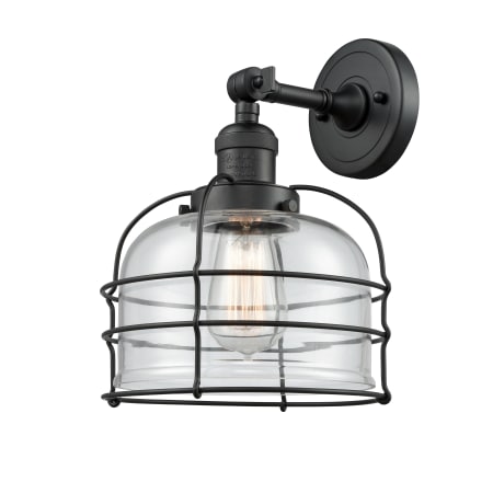 A large image of the Innovations Lighting 203 Large Bell Cage Matte Black / Clear