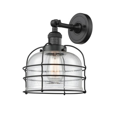 A large image of the Innovations Lighting 203 Large Bell Cage Matte Black / Seedy