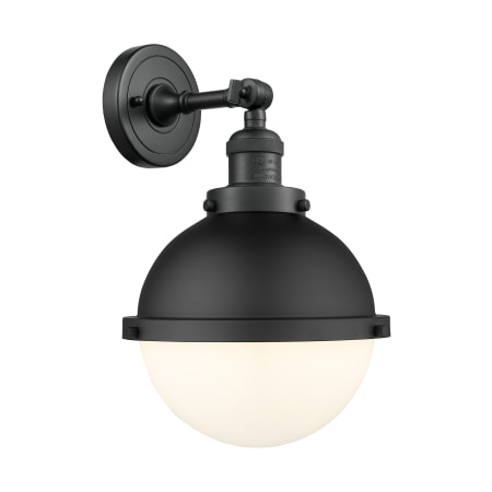 A large image of the Innovations Lighting 203-12-9 Hampden Sconce Matte Black / Matte White