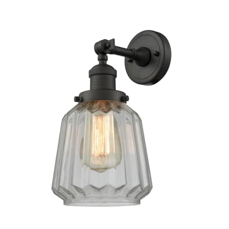 A large image of the Innovations Lighting 203 Chatham Oiled Rubbed Bronze / Clear Fluted