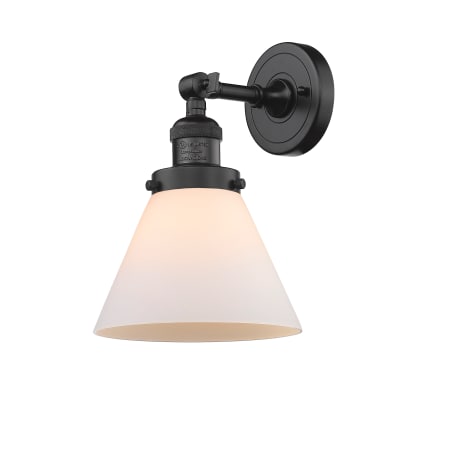 A large image of the Innovations Lighting 203 Large Cone Oiled Rubbed Bronze / Matte White Cased