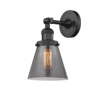A large image of the Innovations Lighting 203 Small Cone Oiled Rubbed Bronze / Smoked
