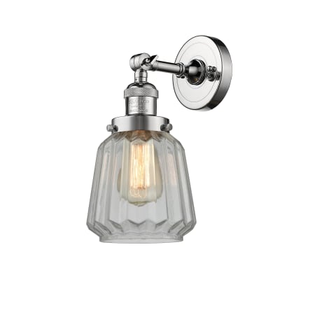A large image of the Innovations Lighting 203 Chatham Polished Chrome / Clear Fluted