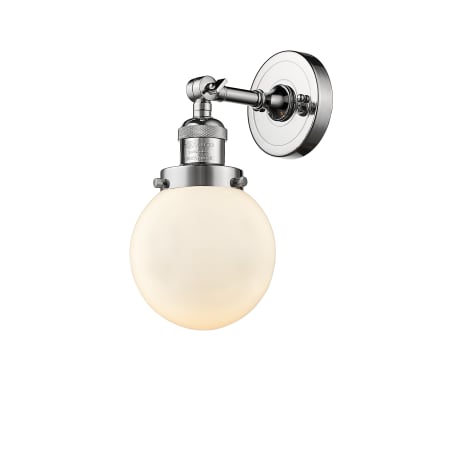 A large image of the Innovations Lighting 203-6 Beacon Polished Chrome / Matte White