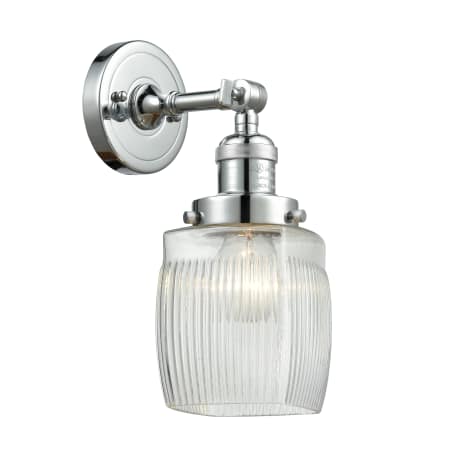 A large image of the Innovations Lighting 203 Colton Polished Chrome / Clear Halophane