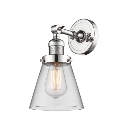 A large image of the Innovations Lighting 203 Small Cone Polished Chrome / Clear