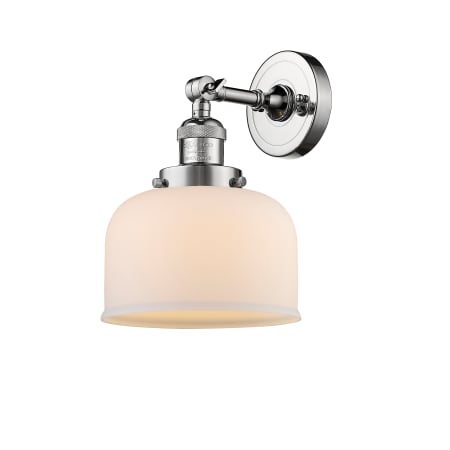 A large image of the Innovations Lighting 203 Large Bell Polished Chrome / Matte White Cased