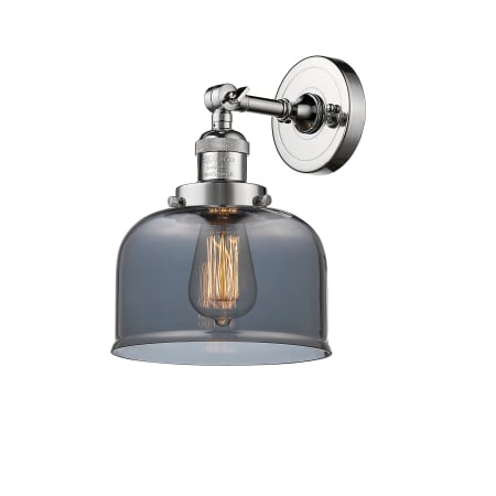 A large image of the Innovations Lighting 203 Large Bell Polished Chrome / Smoked