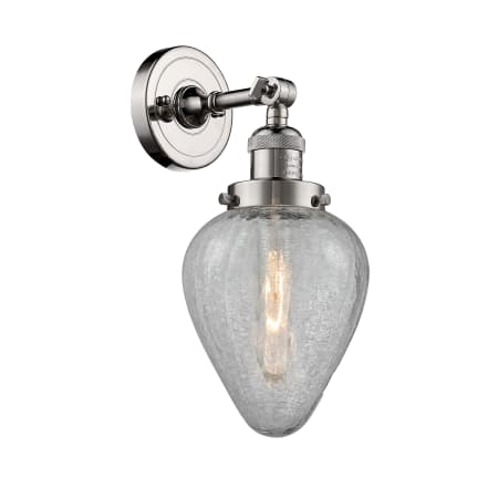 A large image of the Innovations Lighting 203 Geneseo Polished Nickel / Clear Crackle