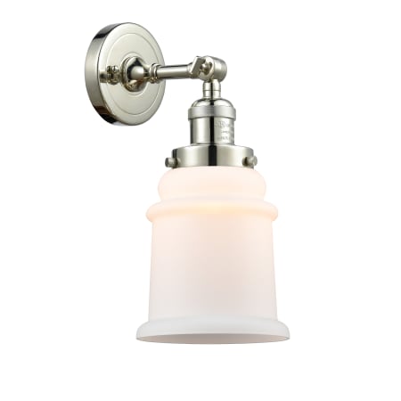 A large image of the Innovations Lighting 203 Canton Polished Nickel / Matte White