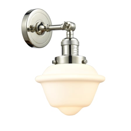 A large image of the Innovations Lighting 203 Small Oxford Polished Nickel / Matte White