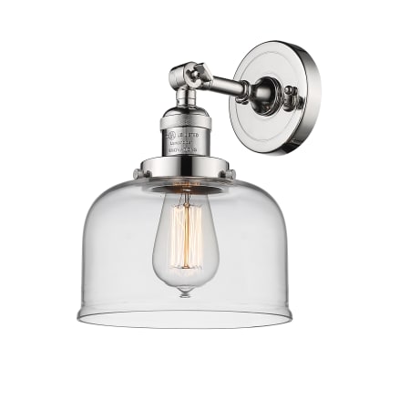 A large image of the Innovations Lighting 203 Large Bell Polished Nickel / Clear