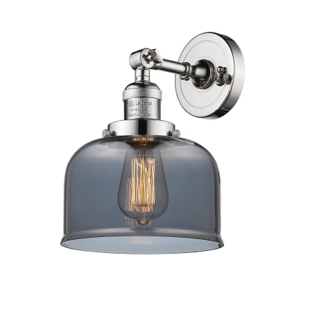 A large image of the Innovations Lighting 203 Large Bell Polished Nickel / Smoked