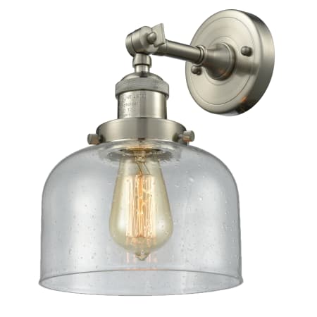 A large image of the Innovations Lighting 203 Large Bell Polished Nickel / Seedy