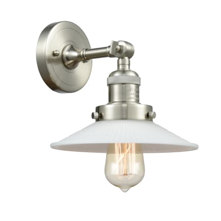 A large image of the Innovations Lighting 203 Halophane Brushed Satin Nickel / Matte White