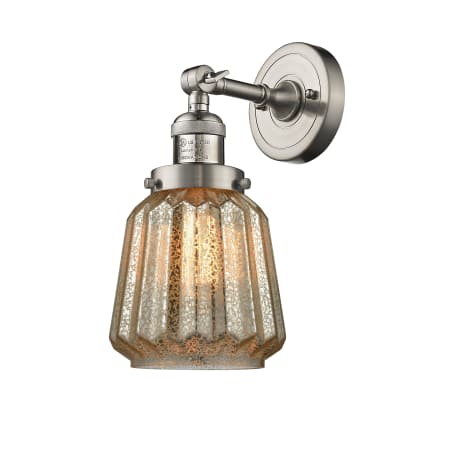 A large image of the Innovations Lighting 203 Chatham Satin Brushed Nickel / Mercury Fluted