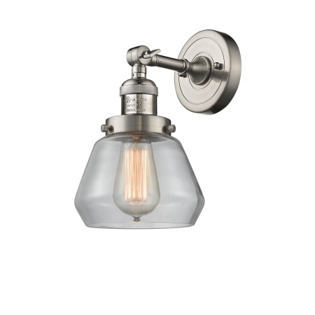 A large image of the Innovations Lighting 203 Fulton Satin Brushed Nickel / Clear