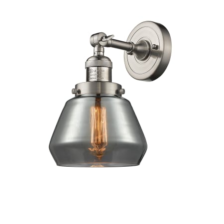 A large image of the Innovations Lighting 203 Fulton Satin Brushed Nickel / Smoked