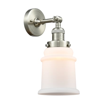 A large image of the Innovations Lighting 203 Canton Brushed Satin Nickel / Matte White