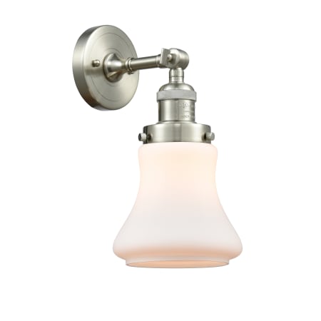 A large image of the Innovations Lighting 203 Bellmont Brushed Satin Nickel / Matte White