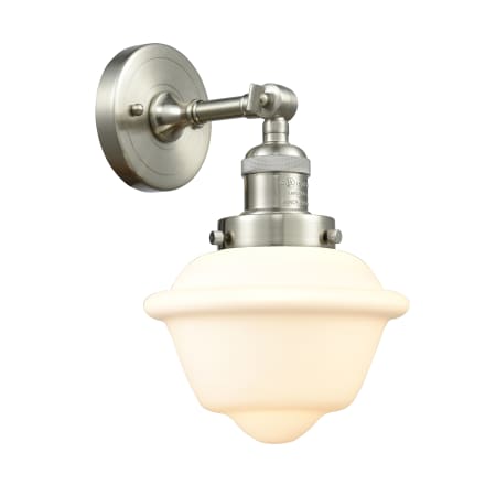 A large image of the Innovations Lighting 203 Small Oxford Brushed Satin Nickel / Matte White