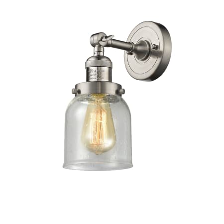 A large image of the Innovations Lighting 203 Small Bell Satin Brushed Nickel / Seedy