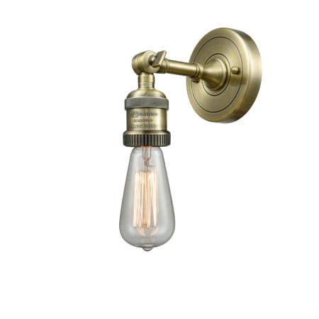 A large image of the Innovations Lighting 203NH Bare Bulb Antique Brass