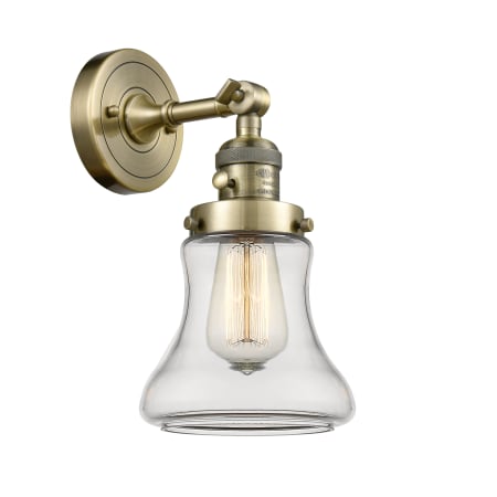 A large image of the Innovations Lighting 203SW Bellmont Antique Brass / Clear