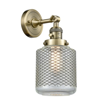 A large image of the Innovations Lighting 203SW Stanton Antique Brass / Vintage Wire Mesh